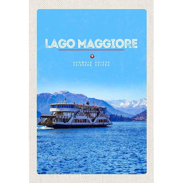 Vianmo Insegna In Legno 30X20 Cm Lago Maggiore Schiff See Berge Natur-image