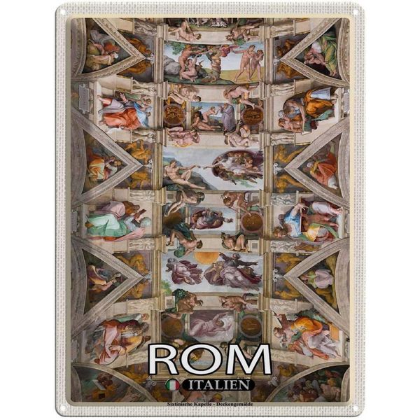 Vianmo Insegna Di Latta 40X30 Cm Rom Sixtinische Kapelle DeckengemäLde-image