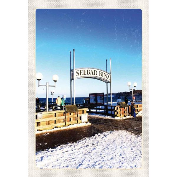 Vianmo Insegna In Legno 30X20 Cm Seebad Binz Schnee Winterzeit Meer-image