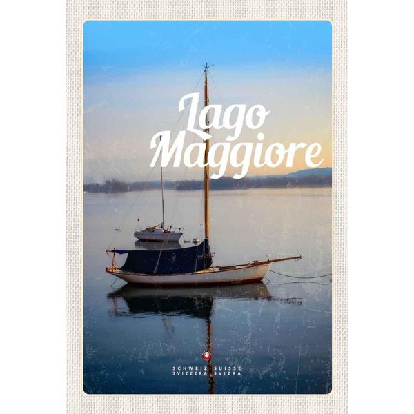 Vianmo Insegna In Legno 30X20 Cm Lago Maggiore Boote Auf See-image