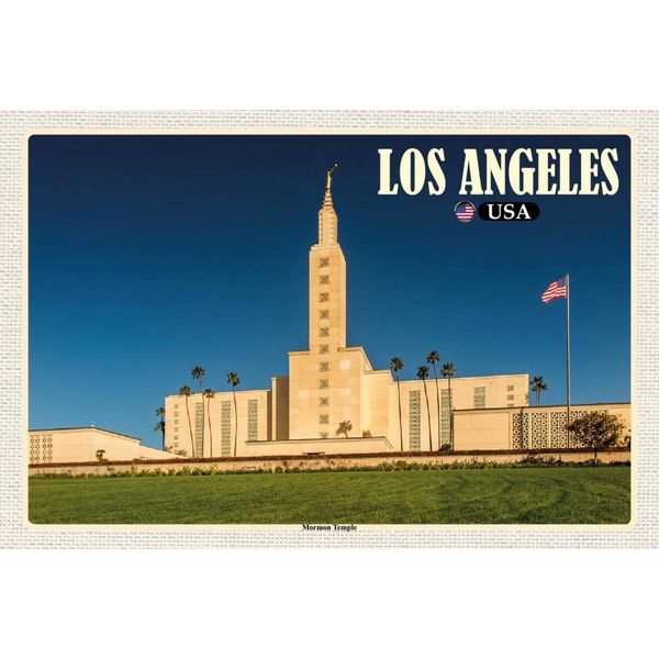 Vianmo Insegna In Legno 12X18 Cm Los Angeles Usa Mormon Temple-image