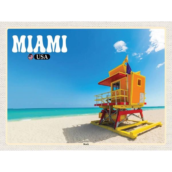 Vianmo Insegna In Legno 30X40 Cm Miami Usa Strand Meer Urlaub-image