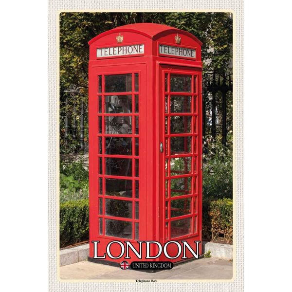 Vianmo Insegna In Legno 30X20 Cm London United Kingdom Telephone Box-image