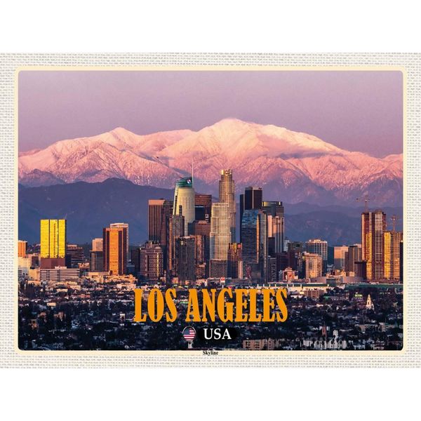Vianmo Insegna In Legno 30X40 Cm Los Angeles Skyline Berge Wolkenkratzer-image