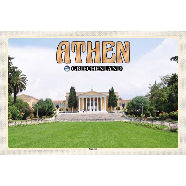 Vianmo Insegna In Legno 12X18 Cm Athen Griechenland Zappeion Kongress-image