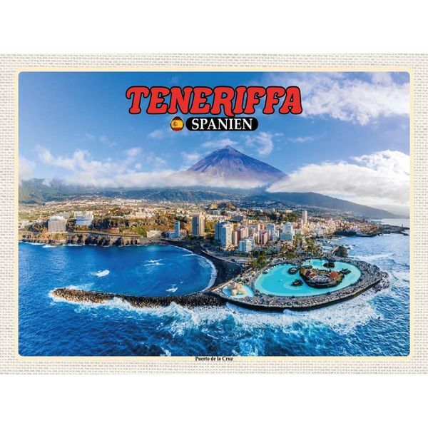 Vianmo Insegna In Legno 30X40 Cm Teneriffa Spanien Puerto De La Cruz Berg-image