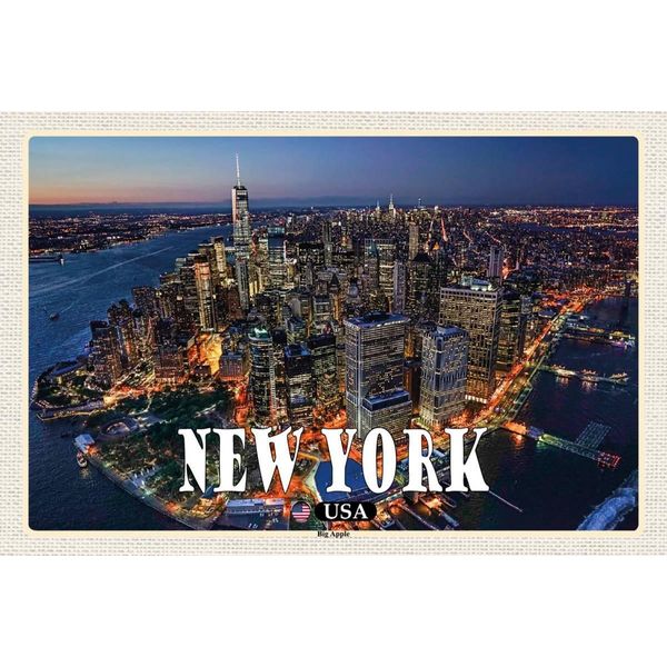 Vianmo Insegna In Legno 12X18 Cm New York Usa Big Apple HochhäUser-image