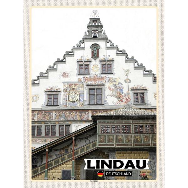 Vianmo Insegna In Legno 40X30 Cm Lindau Rathaus-image