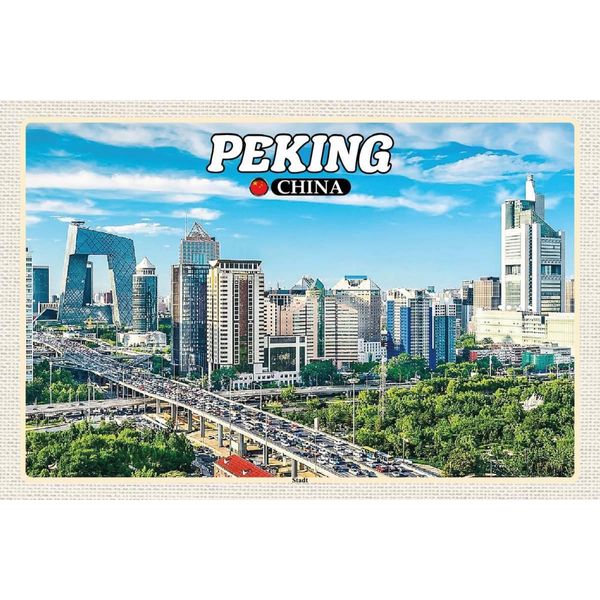 Vianmo Insegna In Legno 12X18 Cm Peking China Stadt HochhäUser Skyline-image