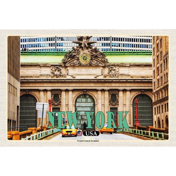 Vianmo Insegna In Legno 12X18 Cm New York Usa Grand Central Terminal-image