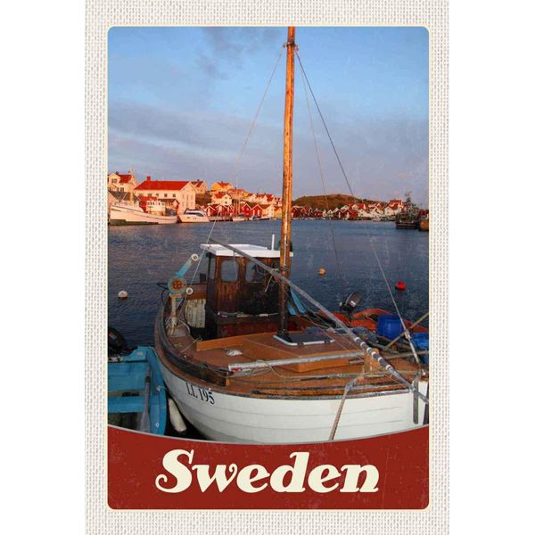 Vianmo Insegna In Legno 30X20 Cm Schweden Europa Meer Shiff GebäUde-image