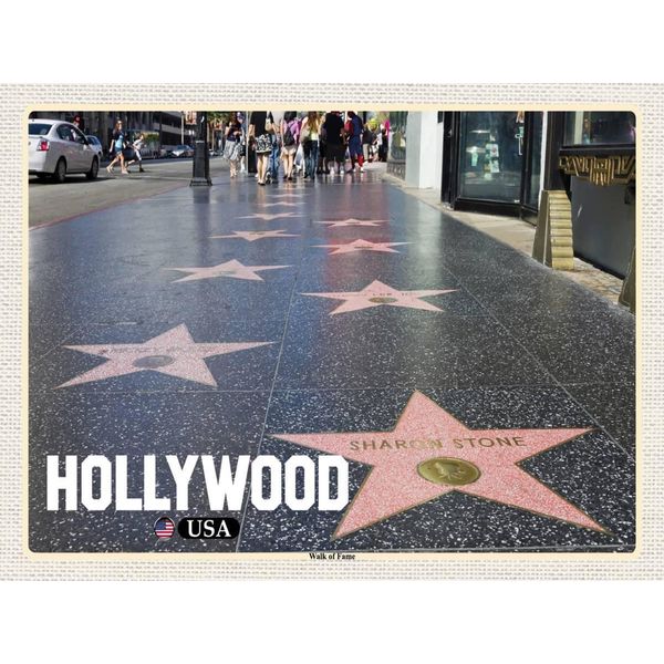 Vianmo Insegna In Legno 30X40 Cm Hollywood Usa Walk Of Fame-image