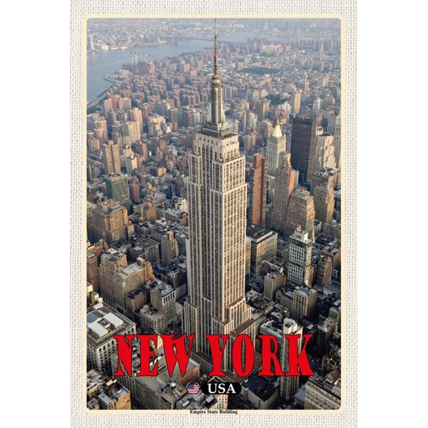 Vianmo Insegna In Legno 18X12 Cm New York Empire State Building Dko-image