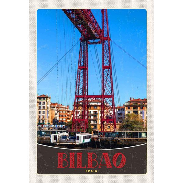 Vianmo Insegna In Legno 30X20 Cm Bilbao Spanien Europa Rote BrüCke-image