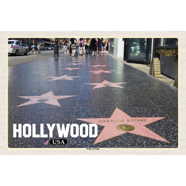 Vianmo Insegna In Legno 12X18 Cm Hollywood Usa Walk Of Fame-image