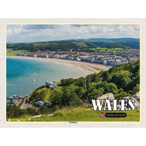Vianmo Insegna In Legno 30X40 Cm Wales United Kingdom Llandudno Seebad-image
