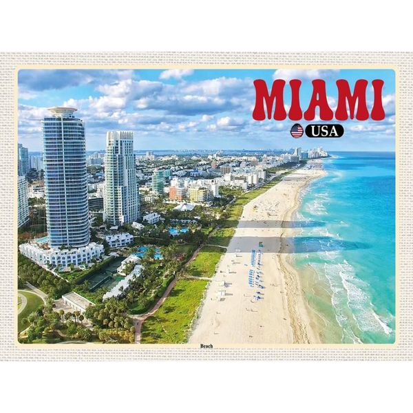 Vianmo Insegna In Legno 30X40 Cm Miami Usa Strand HochhäUser Meer Urlaub-image