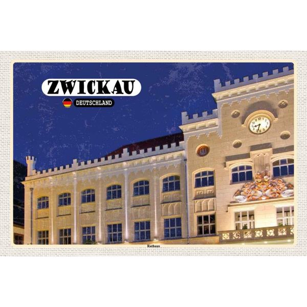 Vianmo Insegna In Legno 20X30 Cm Zwickau Rathaus Architektur-image