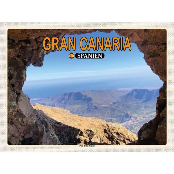 Vianmo Insegna In Legno 30X40 Cm Gran Canaria Spanien Pico De Nieves Berg-image
