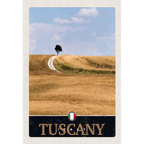 Vianmo Insegna In Legno 30X20 Cm Toskana Italien Baum Wiese Natur-image