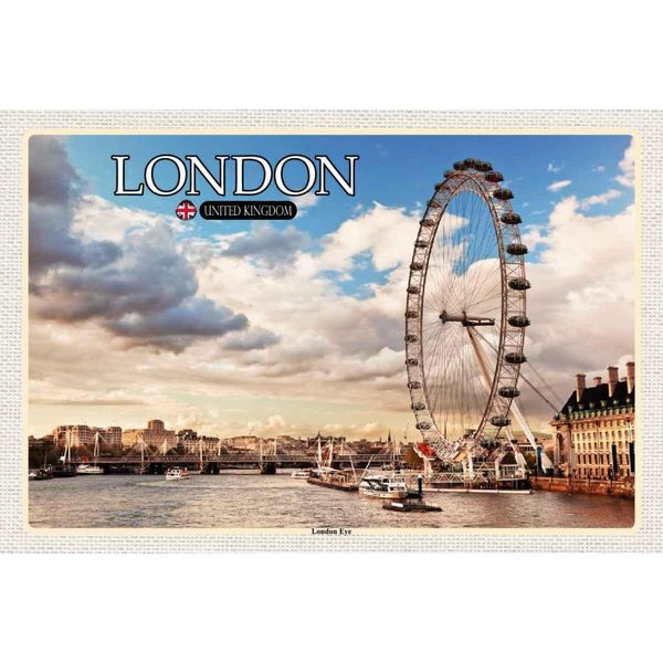 Vianmo Insegna In Legno 20X30 Cm United Kingdom England London Eye-image