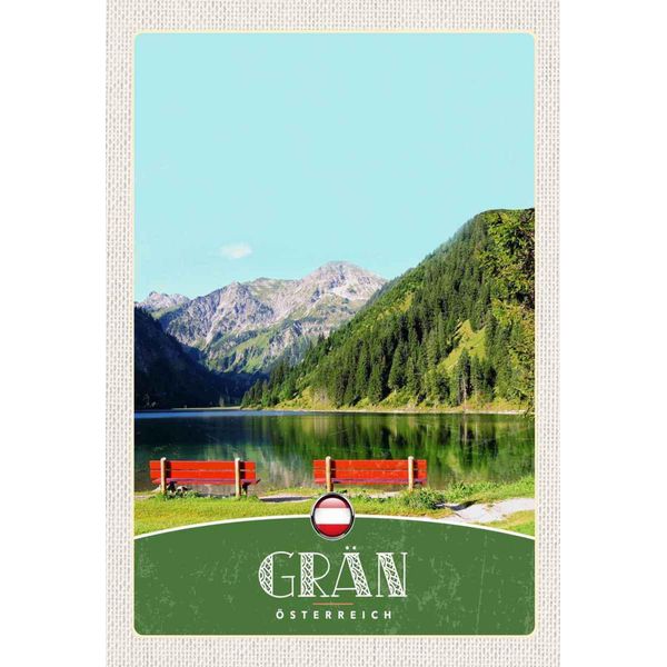 Vianmo Insegna In Legno 30X20 Cm GräN ÖSterreich Rote Bank WäLder Natur-image