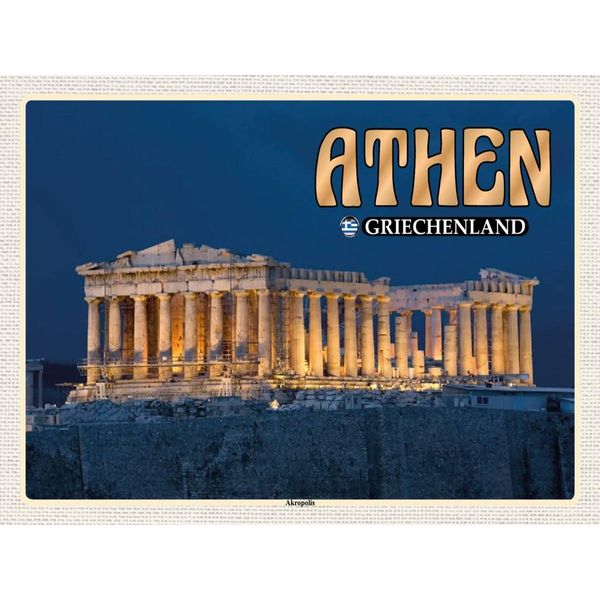 Vianmo Insegna In Legno 30X40 Cm Athen Griechenland Akropolis Stadtfestung-image