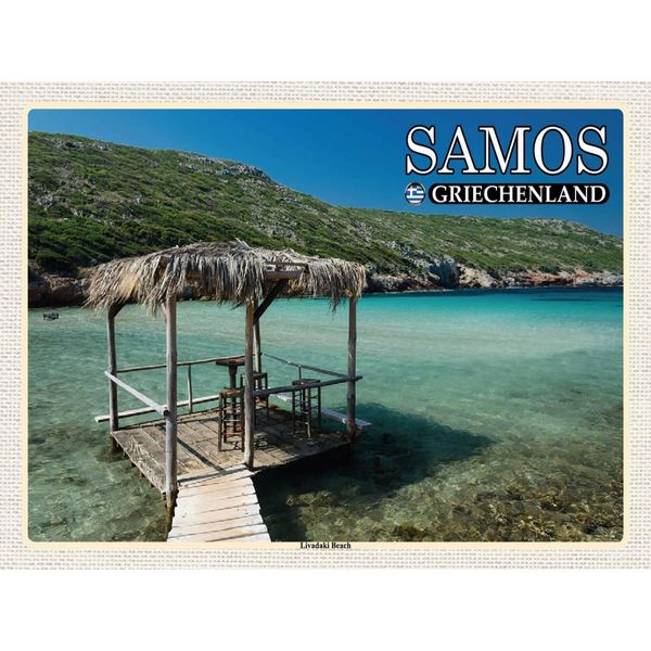 Vianmo Insegna In Legno 30X40 Cm Samos Griechenland Livadaki Beach Meer-image