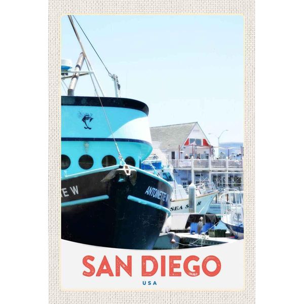 Vianmo Insegna In Legno 30X20 Cm San Diego Usa Amerika Yacht Meer-image