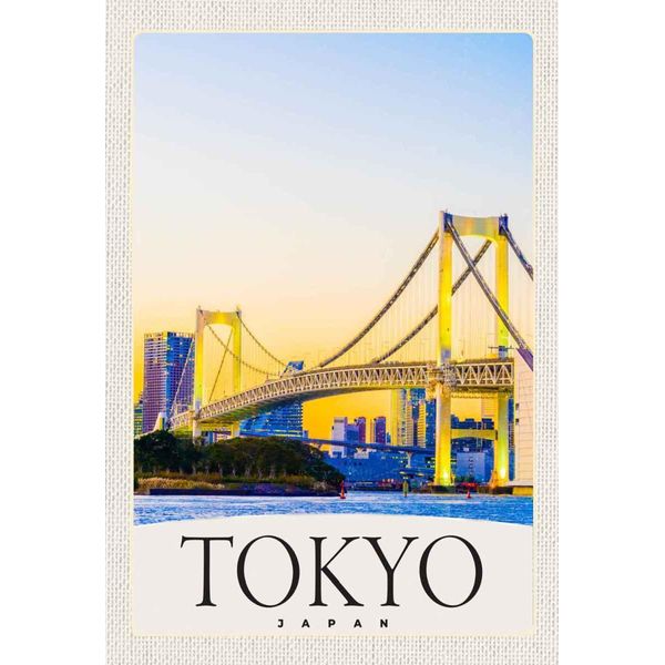 Vianmo Insegna In Legno 30X20 Cm Tokyo Asien Japan BrüCke Hochhaus-image