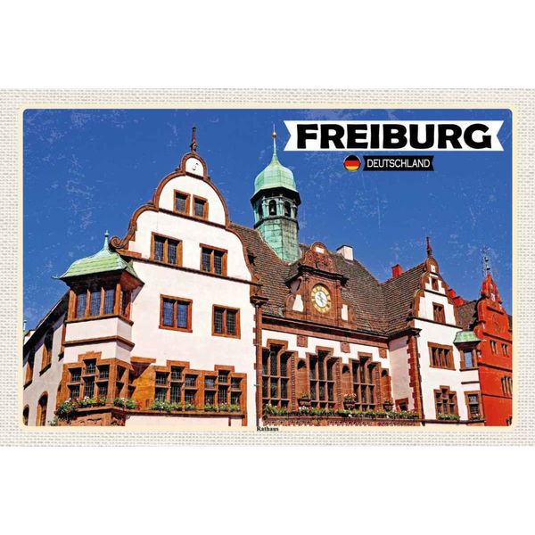 Vianmo Insegna In Legno 20X30 Cm Freiburg Rathaus Architektur-image