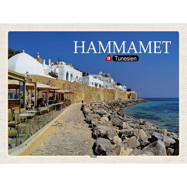 Vianmo Insegna In Legno 30X40 Cm Hammamet Tunesien Meer Strand-image
