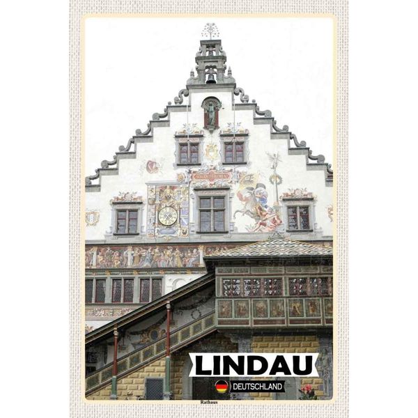 Vianmo Insegna In Legno 30X20 Cm Lindau Rathaus Architektur-image
