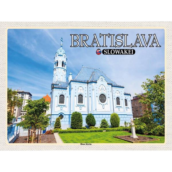 Vianmo Insegna In Legno 30X40 Cm Bratislava Slowakei Blaue Kirche-image