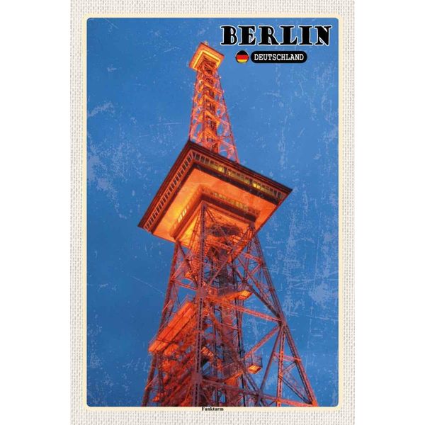Vianmo Insegna In Legno 30X20 Cm Berlin Funkturm Deutschland-image