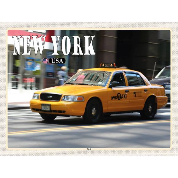 Vianmo Insegna In Legno 30X40 Cm New York Usa Taxi StraßEn-image