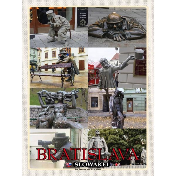 Vianmo Insegna In Legno 40X30 Cm Bratislava Slowakei Statuen Von Bratislava-image
