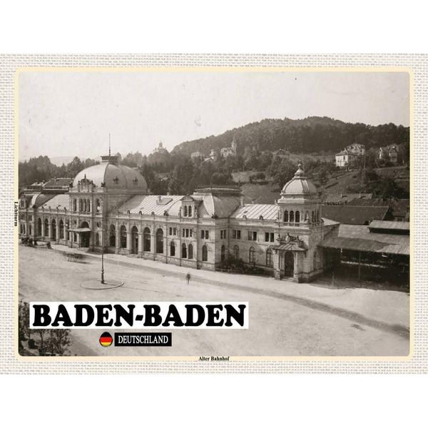 Vianmo Insegna In Legno 30X40 Cm Baden-Baden Alter Bahnhof-image