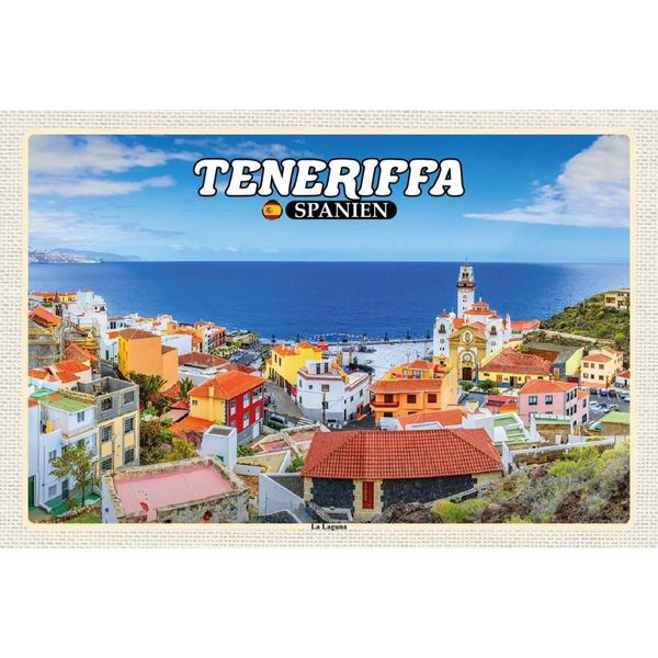 Vianmo Insegna In Legno 12X18 Cm Teneriffa Spanien La Laguna Meer Stadt-image