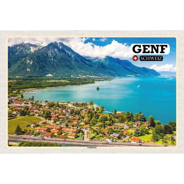 Vianmo Insegna In Legno 20X30 Cm Genf Schweiz Genfersee Natur-image