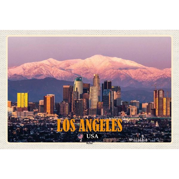 Vianmo Insegna In Legno 12X18 Cm Los Angeles Skyline Berge Wolkenkratzer-image