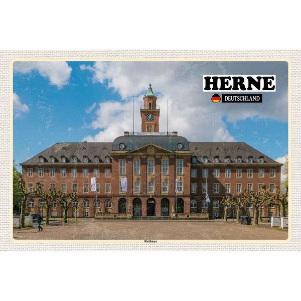 Vianmo Insegna In Legno 20X30 Cm Herne Rathaus Architektur-image