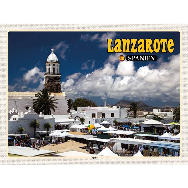Vianmo Insegna In Legno 30X40 Cm Lanzarote Spanien Teguise Stadt Kirche-image