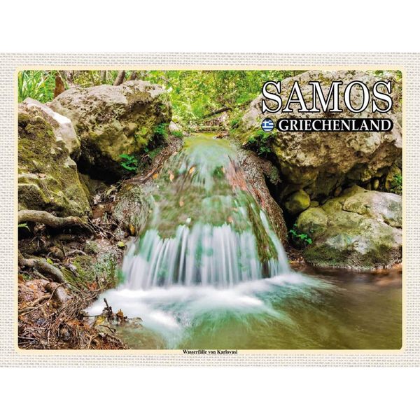 Vianmo Insegna In Legno 30X40 Cm Samos Griechenland WasserfäLle Karlovasi-image
