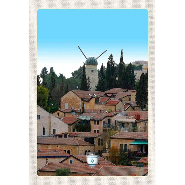 Vianmo Insegna In Legno 30X20 Cm Israel Stadt WindmüHle Natur-image