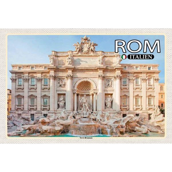 Vianmo Insegna In Legno 20X30 Cm Rom Italien Trevi Brunnen Skulptur-image