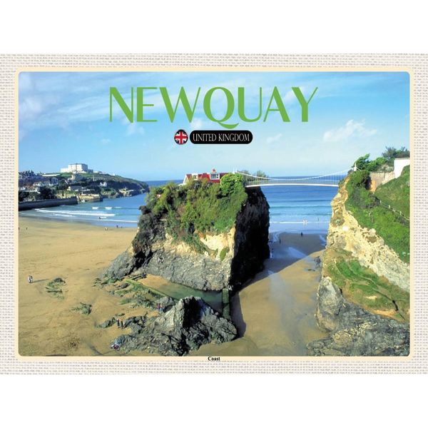 Vianmo Insegna In Legno 30X40 Cm Newquay Coast United Kingdom-image