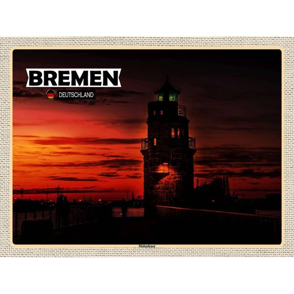 Vianmo Insegna In Legno 30X40 Cm Bremen Deutschland Molenfeuer-image