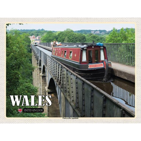 Vianmo Insegna In Legno 30X40 Cm Wales United Kingdom Pontcysyllte AquäDukt-image