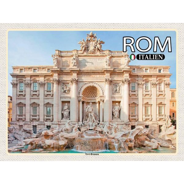 Vianmo Insegna In Legno 30X40 Cm Rom Italien Trevi Brunnen Skulptur-image